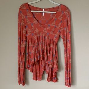 Free People Boho V Neck Romantic Style top